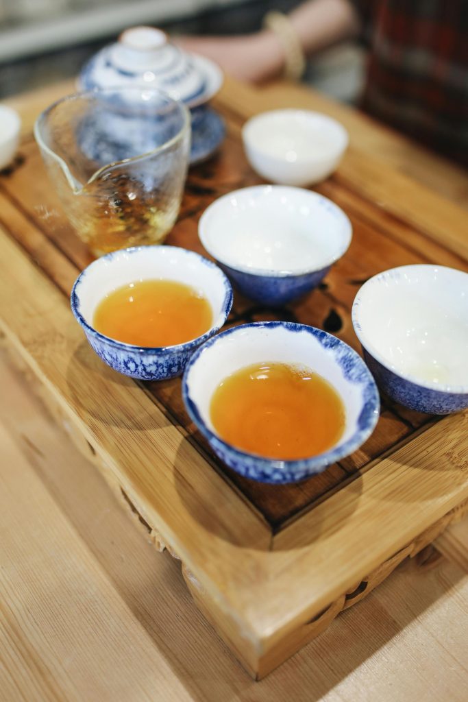 Teacups on Wooden Tray Image